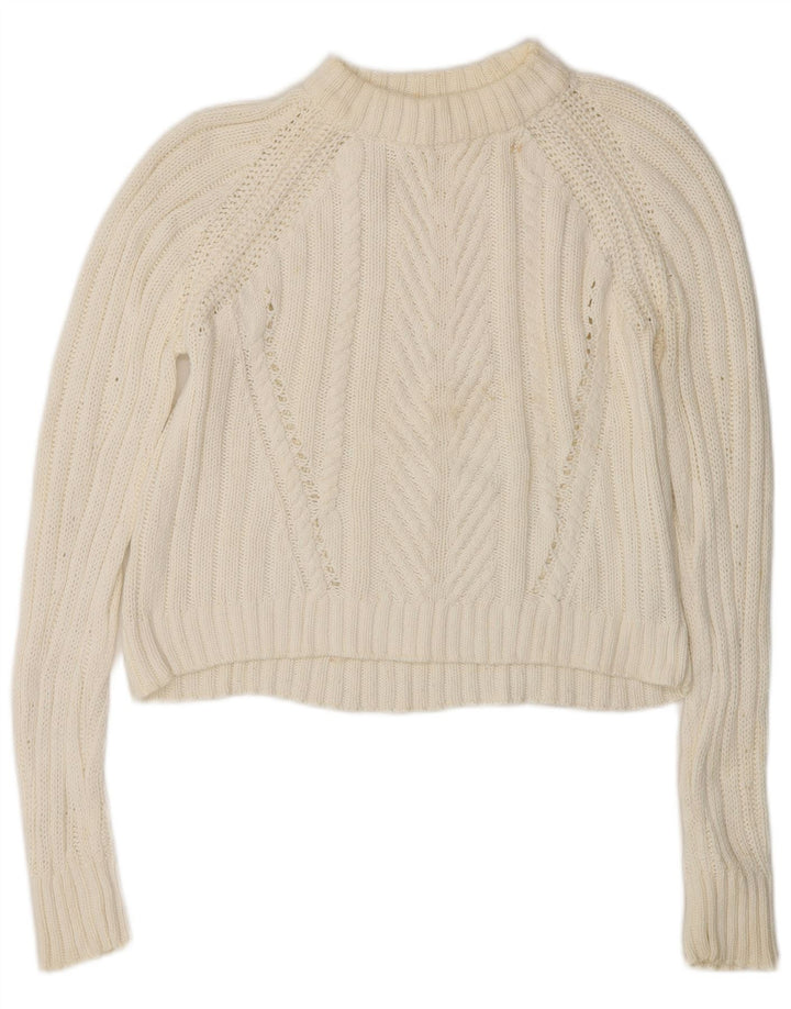 Zara Damen Crop Oversized Rollkragenpullover Pullover UK 10 Small Weiß