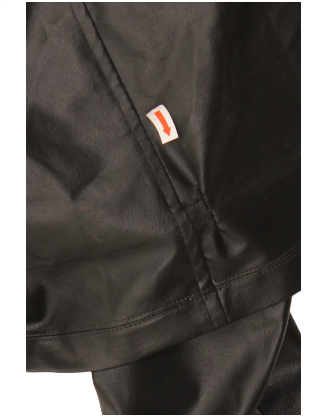 VINTAGE Damen Ledermantel UK 12 Mittelschwarz Farbblock