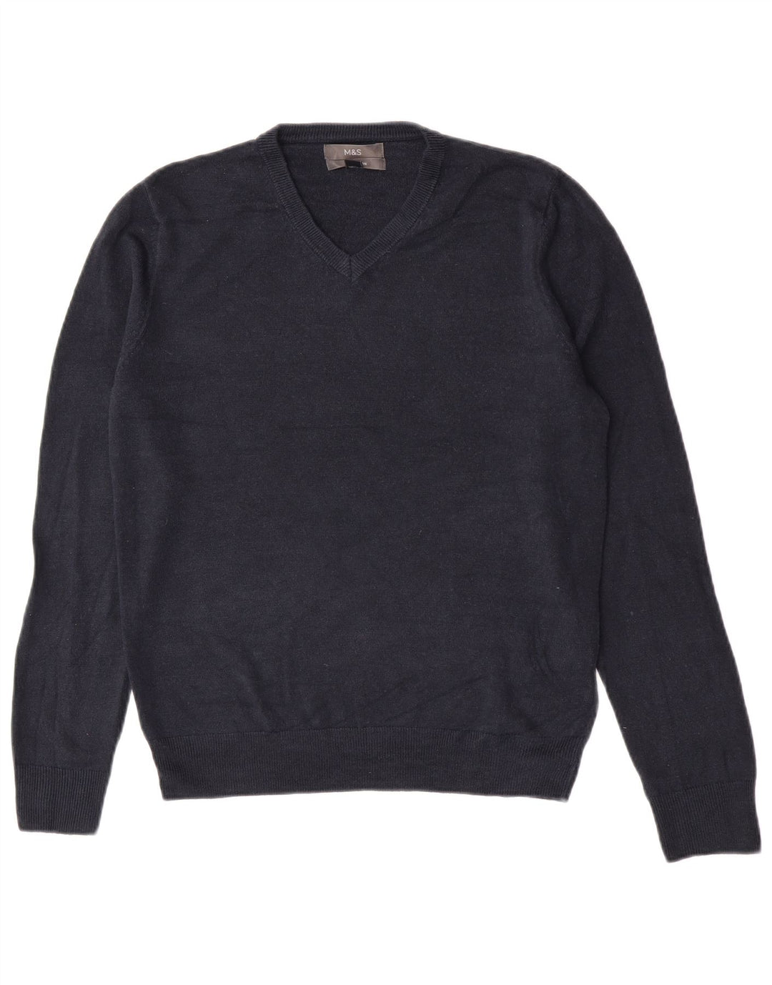 Marks & Spencer Herren-Pullover mit V-Ausschnitt, Mittelblau, Acryl
