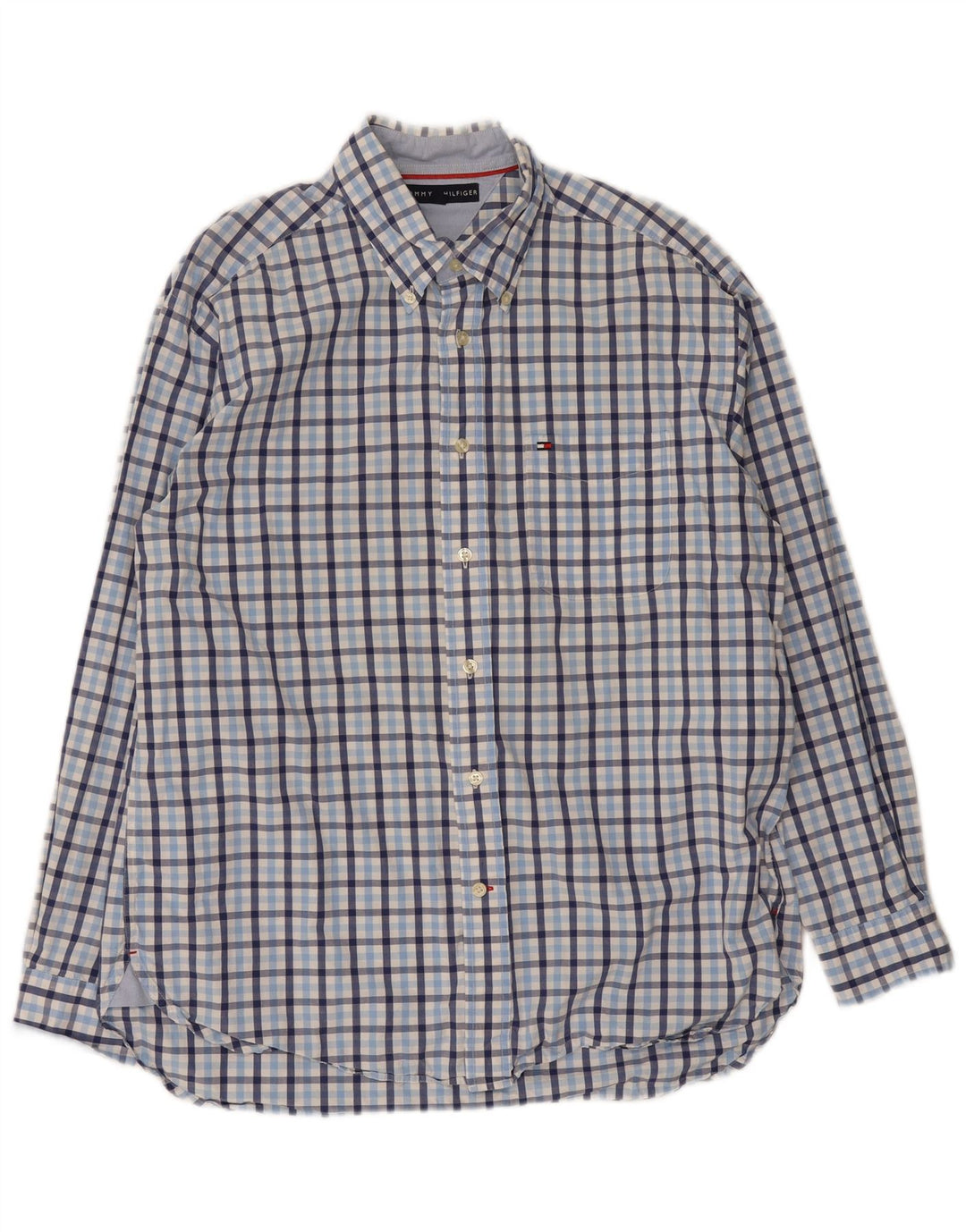 Tommy Hilfiger Herren-Hemd mit normaler Passform, großes blaues Gingham-Muster