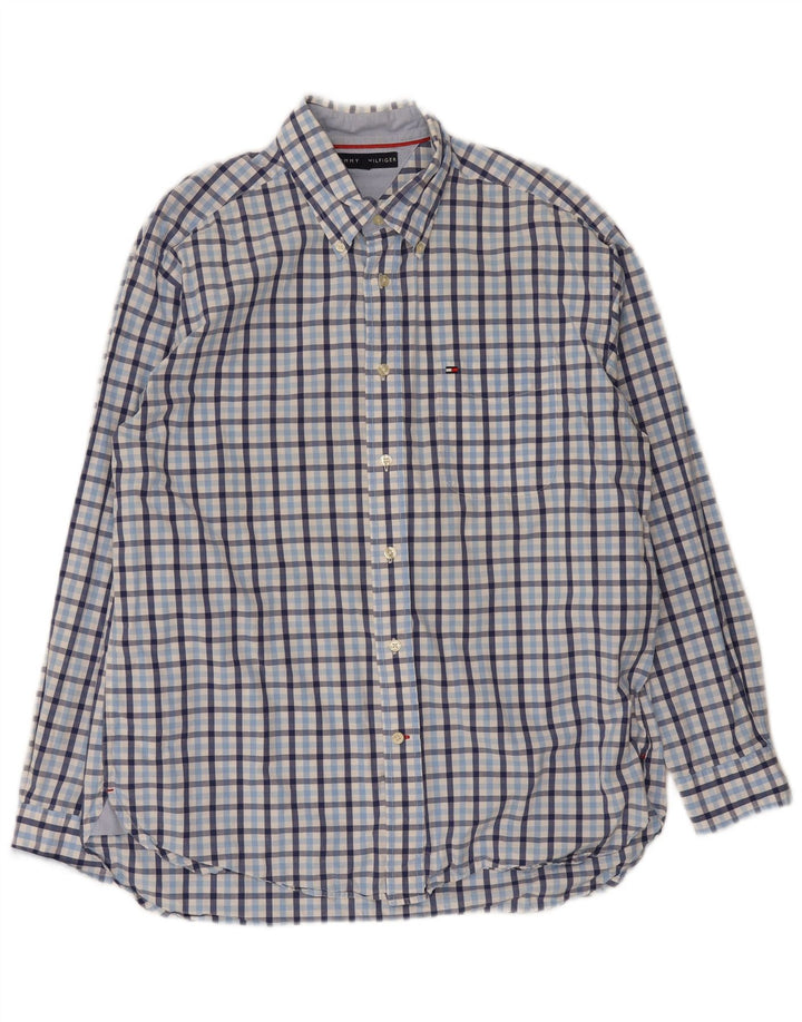 Tommy Hilfiger Herren-Hemd mit normaler Passform, großes blaues Gingham-Muster