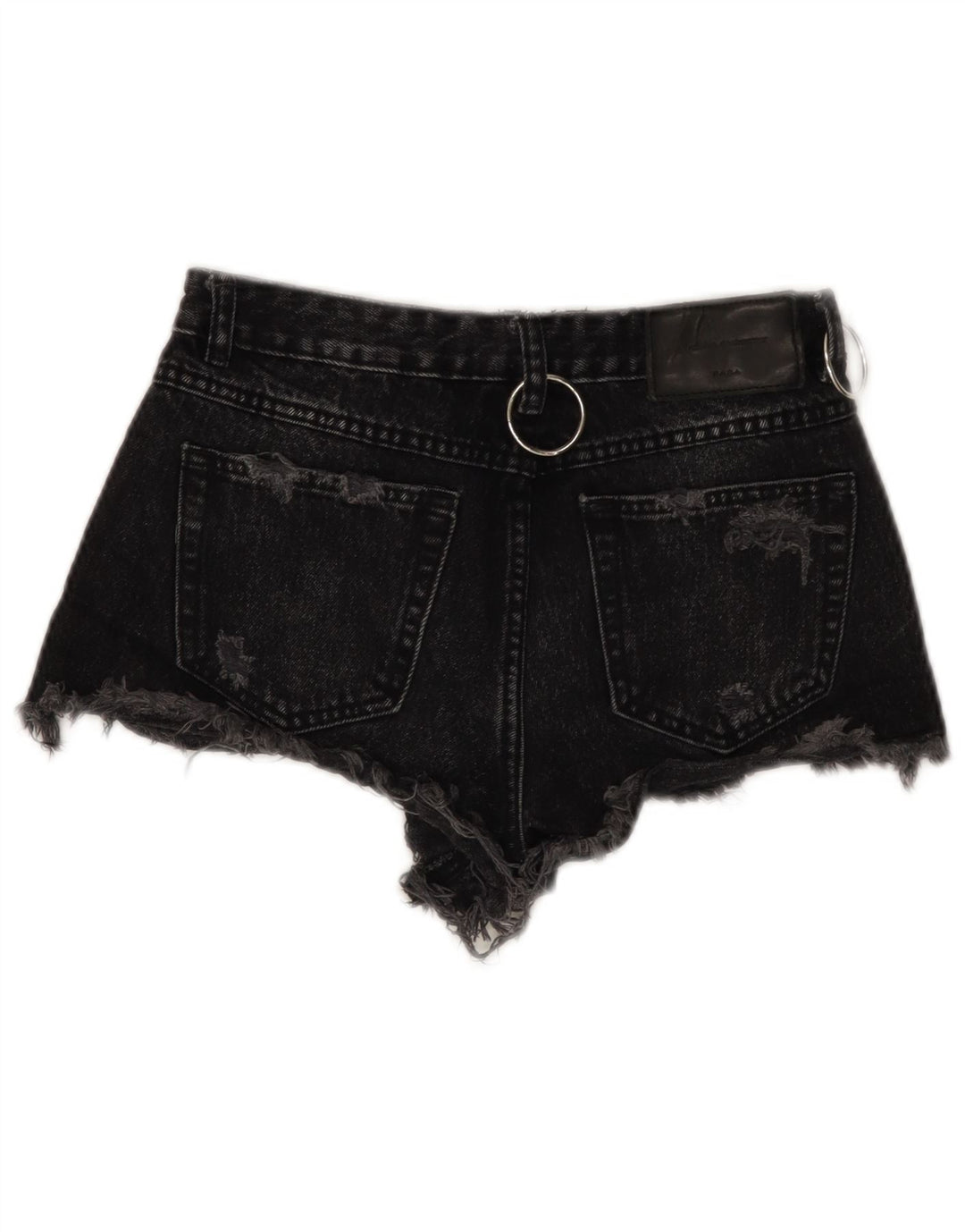 ZARA Damen Trafaluc Distressed Denim Shorts EU 34 2XS W24 Schwarz