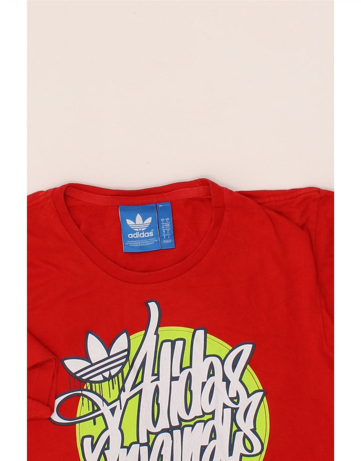 ADIDAS Mens Graphic T-Shirt Top Small Red Vintage Adidas and Second-Hand Adidas from Messina Hembry 