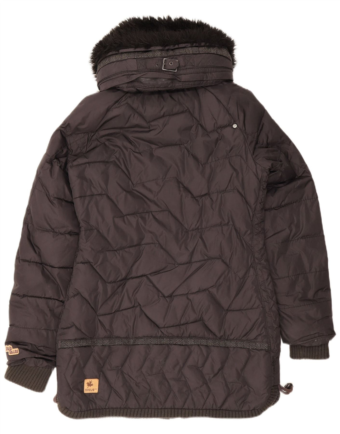KHUJO gepolsterte Herrenjacke mit Kapuze, UK 40, Größe L, schwarzes Nylon