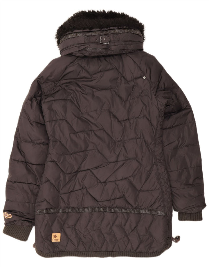 KHUJO gepolsterte Herrenjacke mit Kapuze, UK 40, Größe L, schwarzes Nylon