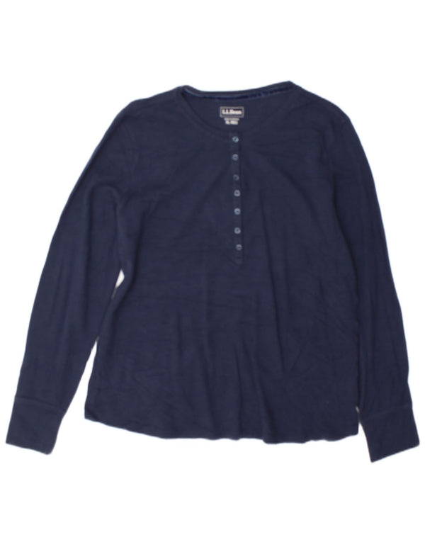 L.L.Bean Damen Top Langarm UK 18 XL Marineblau Baumwolle