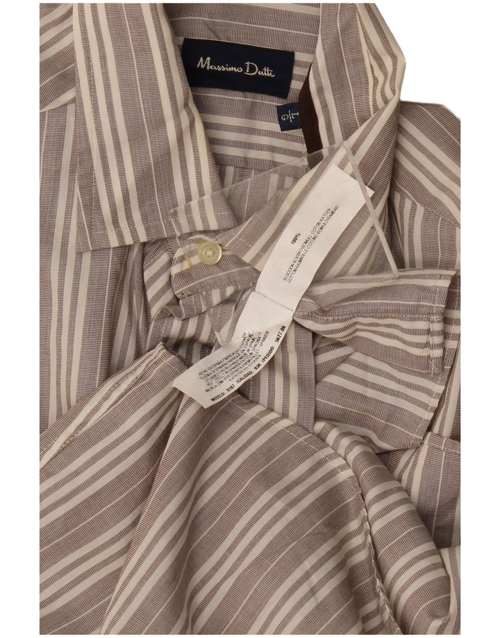 Massimo Dutti Herrenhemd, groß, grau gestreift, Baumwolle