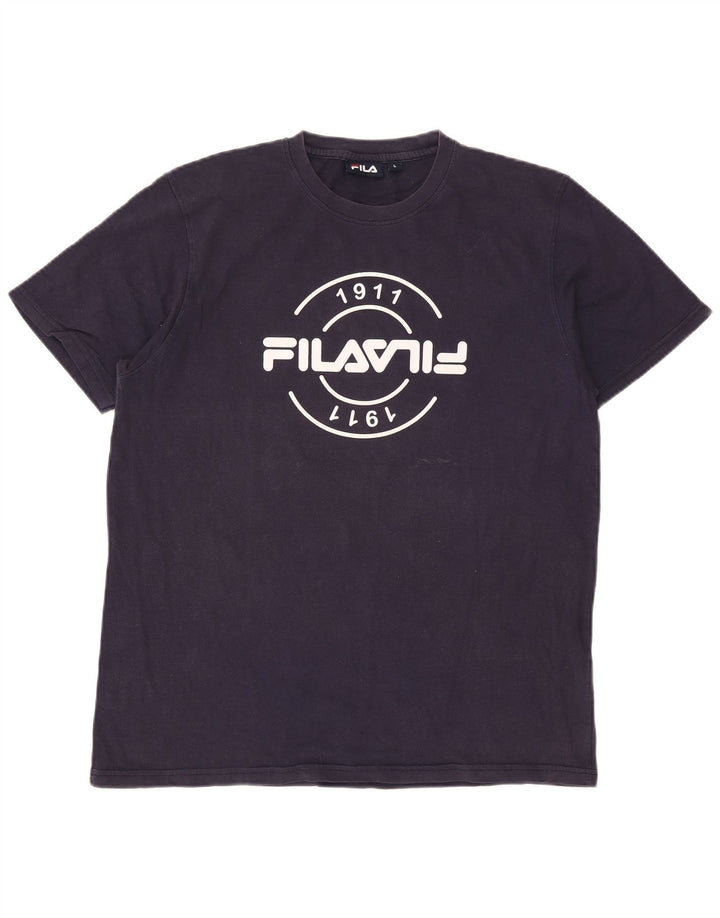Fila Herren-T-Shirt mit Grafik, groß, marineblau, Baumwolle