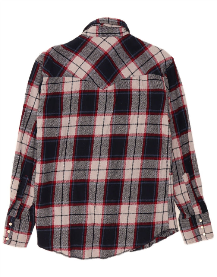 Wrangler Herren-Flanellhemd, mittelblau, kariert, Baumwolle