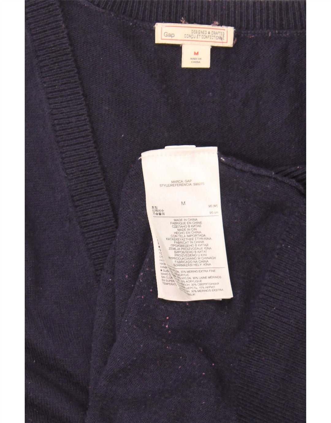 Gap Damen-Cardigan-Pullover UK 12 Medium Navy Blue Nylon