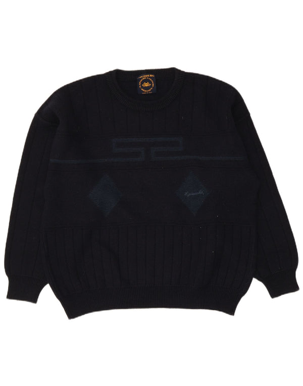 Il Granchio Herren-Pullover mit Rundhalsausschnitt, Größe L, Marineblau mit Argyle-Muster/Diamantmuster