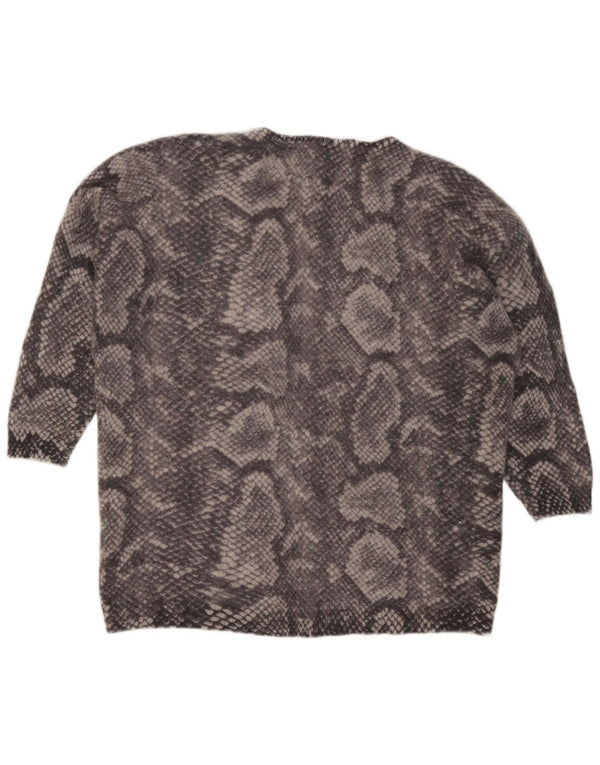 Marks & Spencer Damen-Pullover mit V-Ausschnitt, UK 22 2XL, grauer Tierdruck