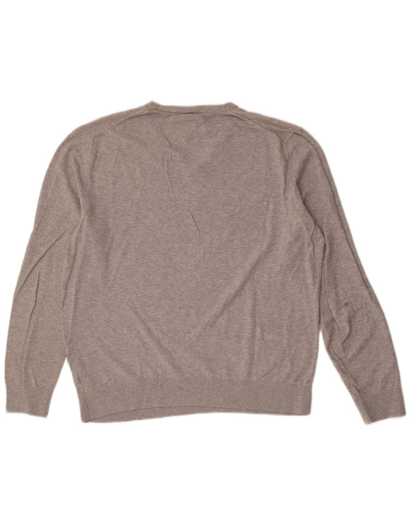 Tommy Hilfiger Herren-Pullover mit V-Ausschnitt, 2XL, graue Baumwolle