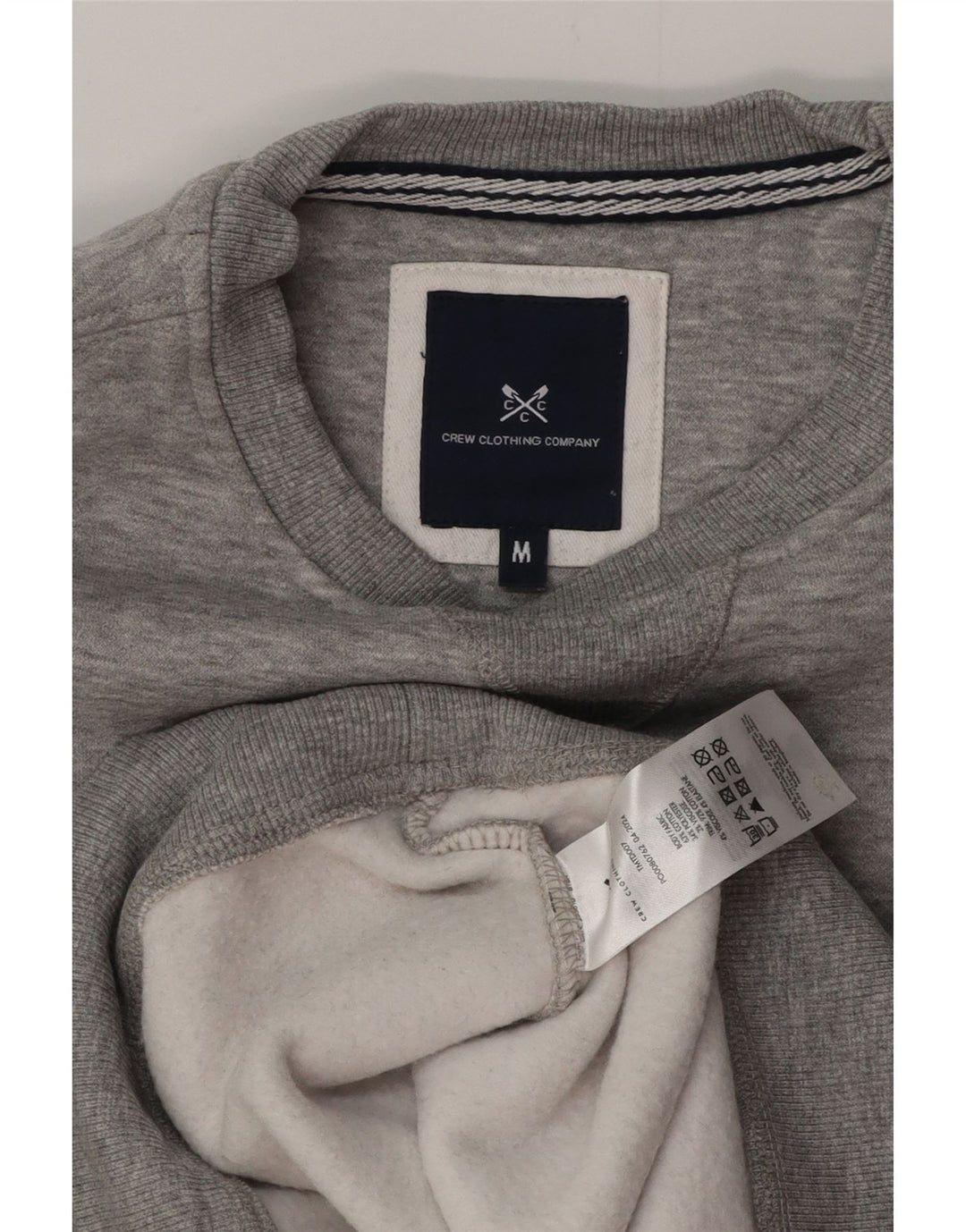 CREW CLOTHING Herren-Sweatshirt-Pullover aus mittelgrauer Baumwolle