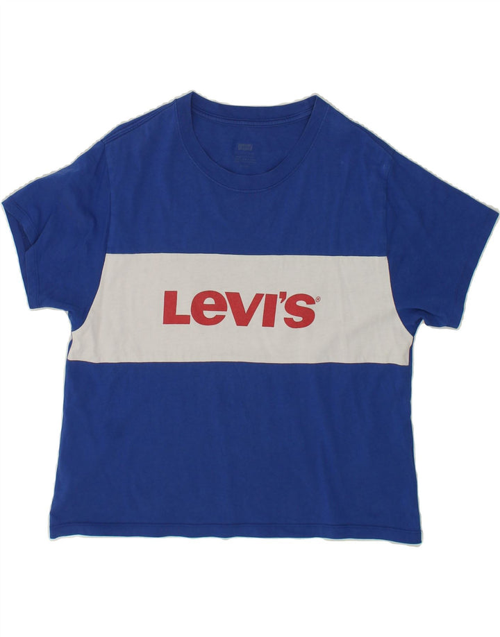 LEVI'S Mens Graphic T-Shirt Top Small Blue Colourblock Cotton Vintage Levi's and Second-Hand Levi's from Messina Hembry 