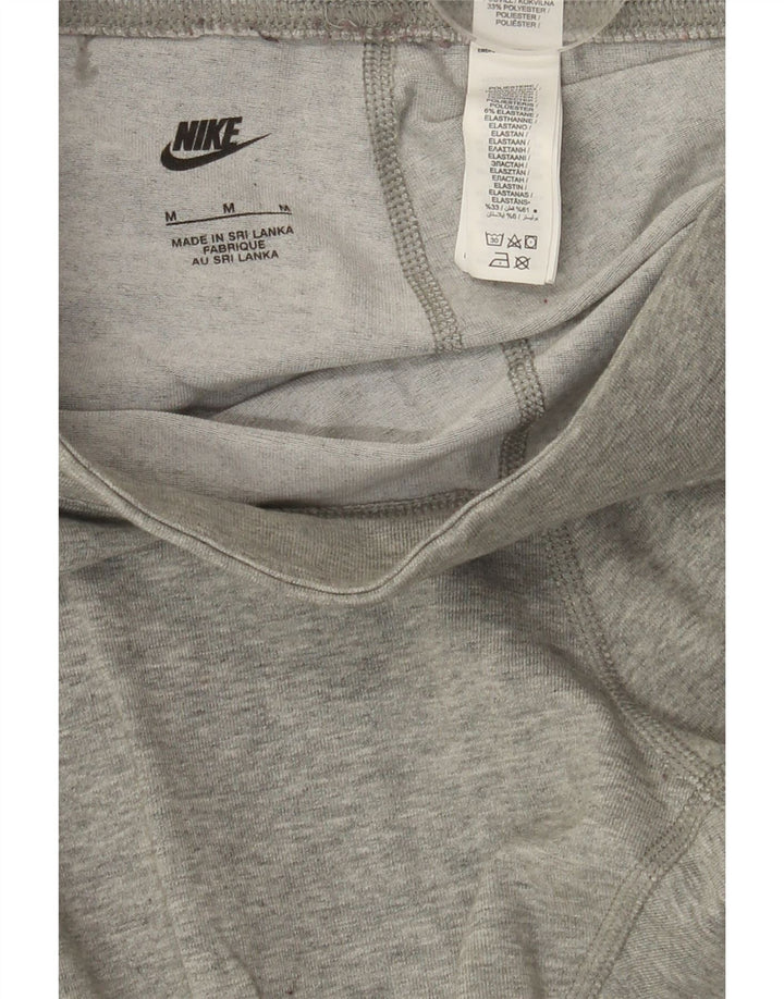NIKE Womens Graphic Leggings UK 12 Medium  Grey Cotton