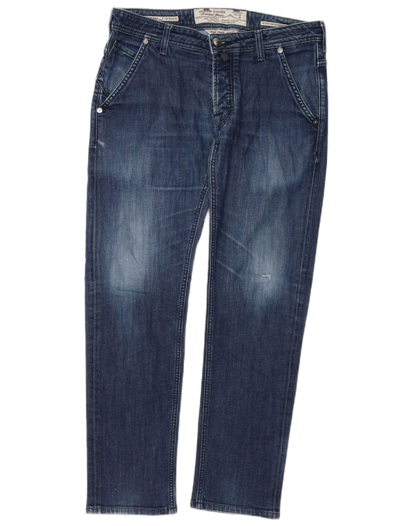 Jacob Cohen Herren Straight Jeans W34 L30 Blaue Baumwolle