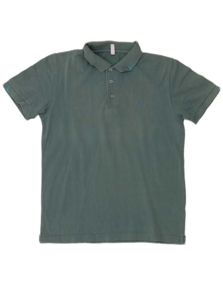 Sun68 Herren-Poloshirt aus mittelgrüner Baumwolle