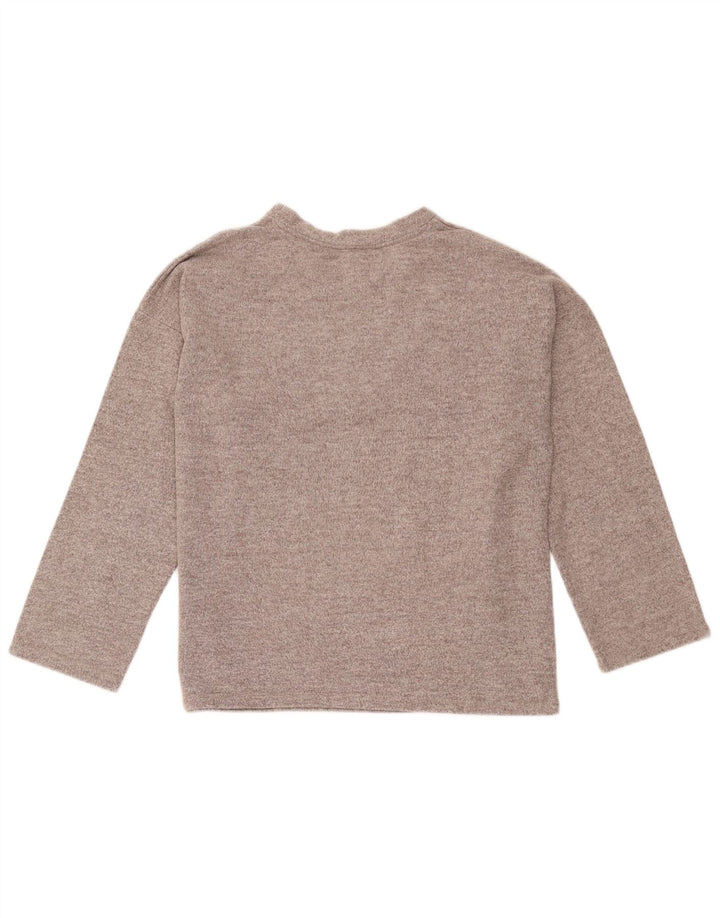 Zara Damen Trafaluc Übergroßes Top Langarm UK 10 Small Brown Flecked
