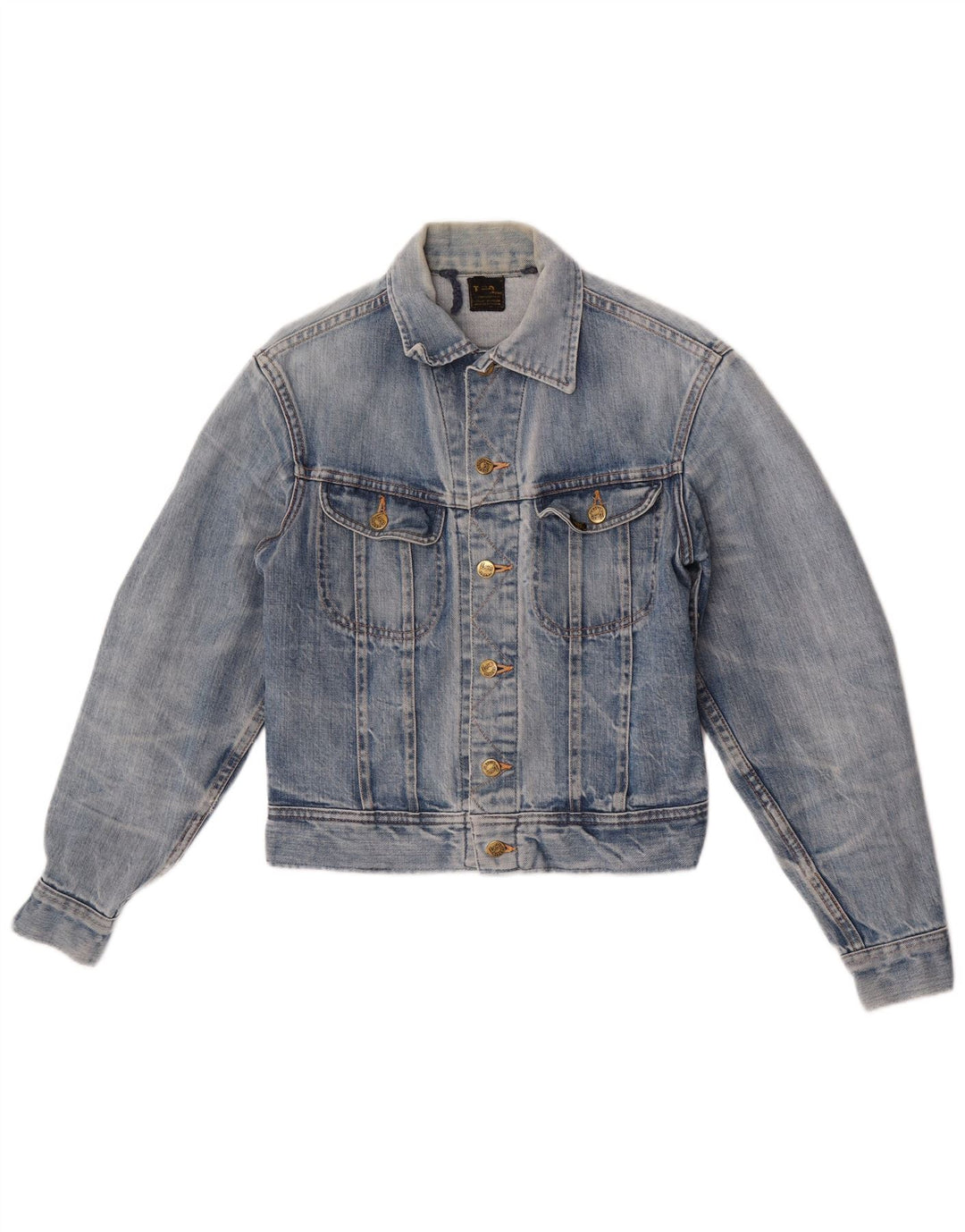 Lee Damen Crop Denim Jacke UK 12 Mittelblau