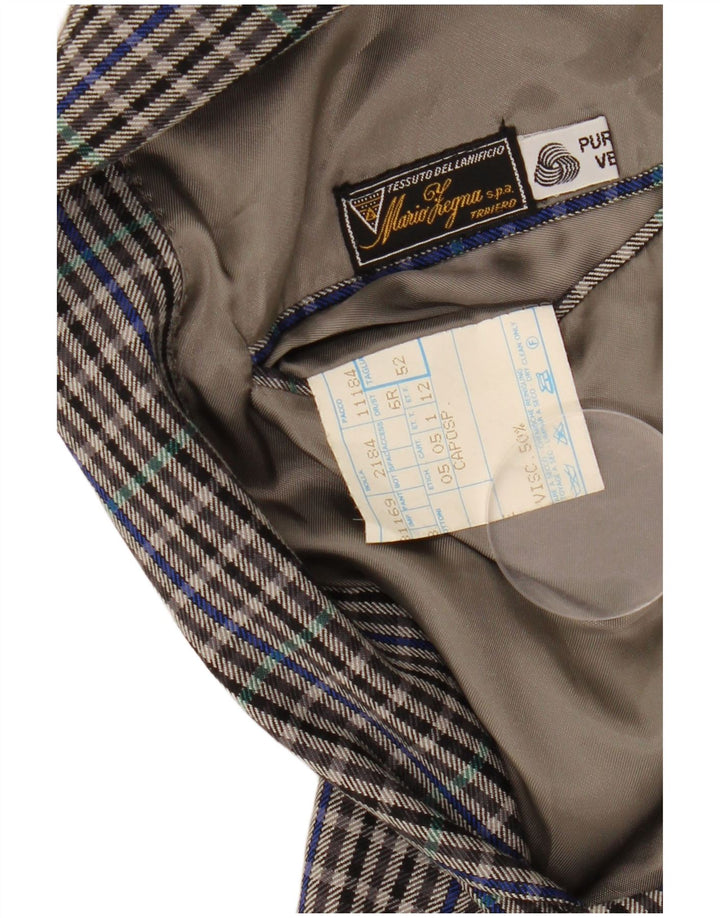 MARIO ZEGNA Herren 2-Knopf-Blazerjacke IT 52 XL grau karierte Wolle