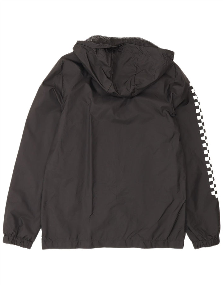 Vans Herren-Regenjacke mit grafischer Kapuze, UK 36, Small, schwarzes, geometrisches Nylon