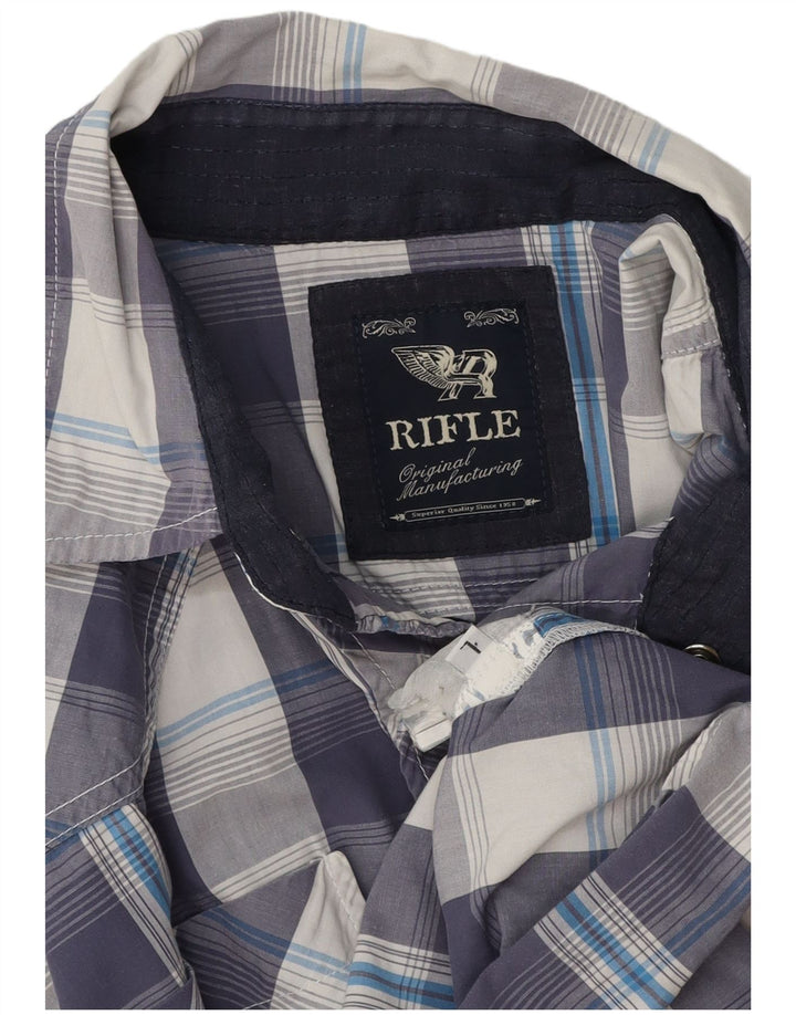Rifle Herren-Kurzarmhemd, groß, blau kariert