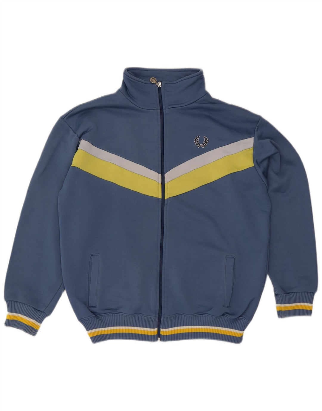 Fred Perry Herren-Trainingsanzugoberteil aus mittelblauer Colourblock-Baumwolle