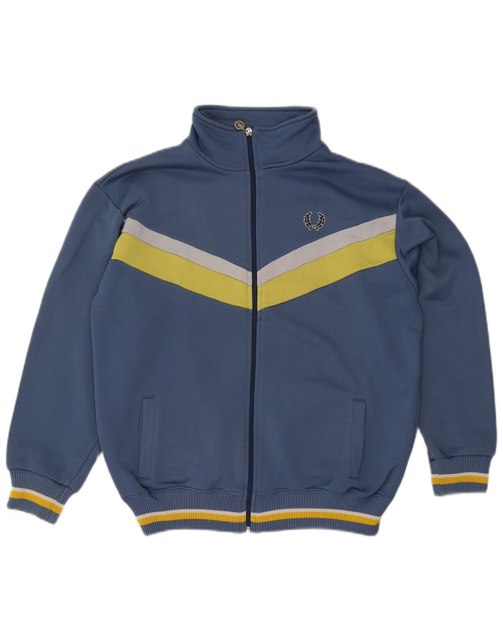Fred Perry Herren-Trainingsanzugoberteil aus mittelblauer Colourblock-Baumwolle