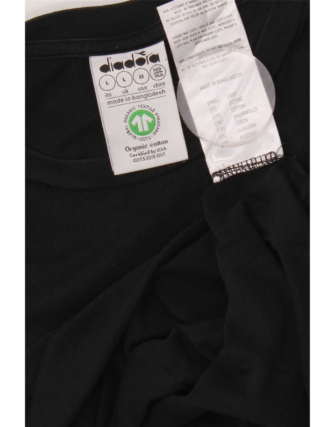 Diadora Herren T-Shirt Top Large Schwarz Baumwolle