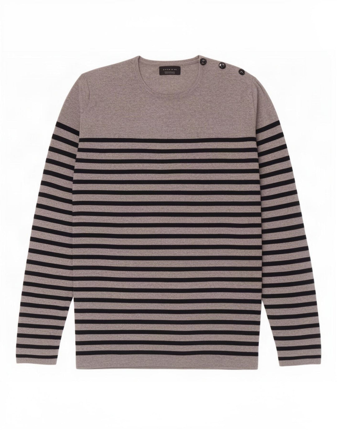 Zara Herren-Pullover mit Rundhalsausschnitt, groß, grau gestreift