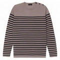 Zara Herren-Pullover mit Rundhalsausschnitt, groß, grau gestreift