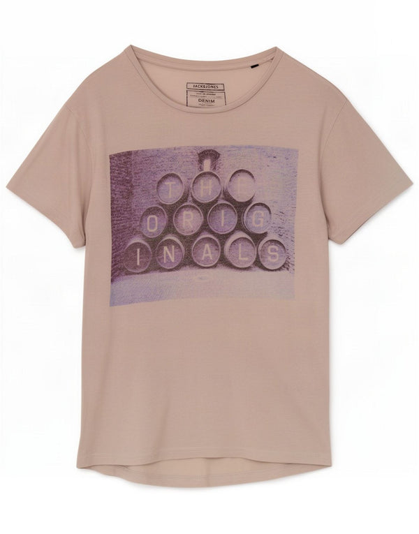 Jack & Jones Herren Grafik-T-Shirt-Oberteil Mittelgrau