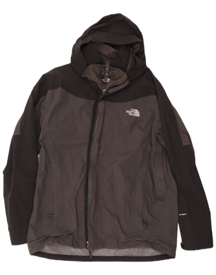 The North Face Herren-Regenjacke mit Kapuze, UK 44, 2XL, graues Colourblock-Polyester