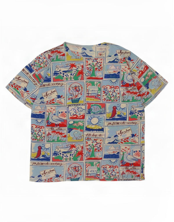 Vintage Damen Grafik T-Shirt Top UK 16 Large Mehrfarbig