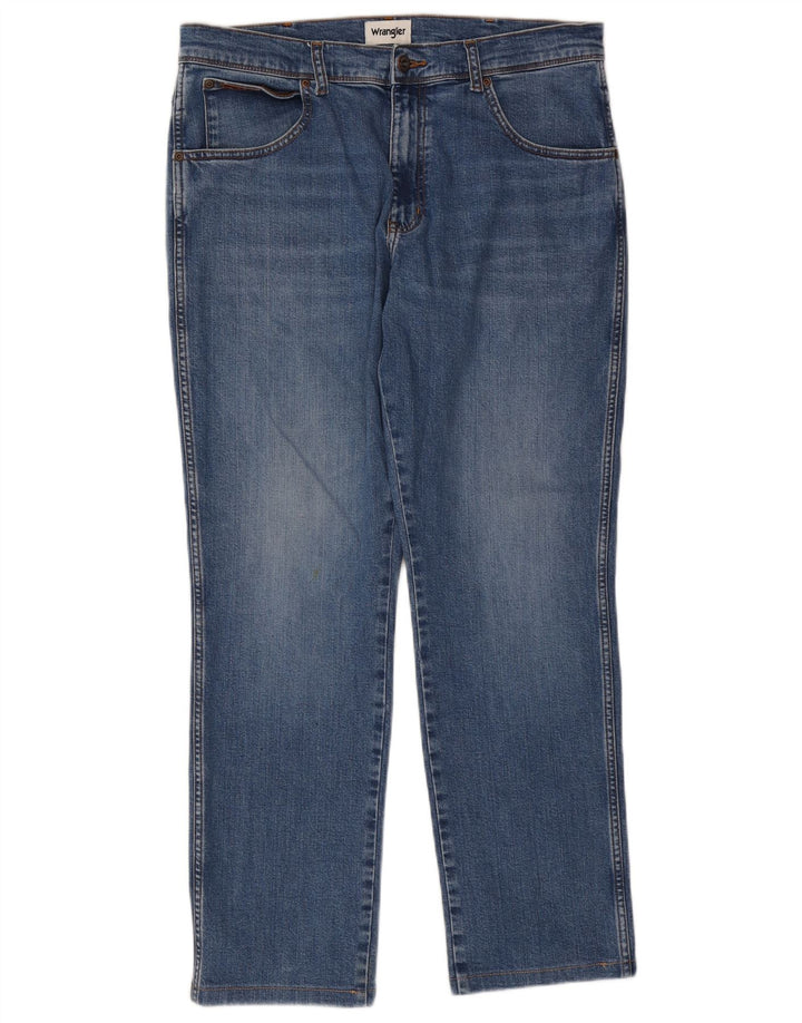 Wrangler Herren Texas Stretch Straight Jeans W35 L29 Blaue Baumwolle