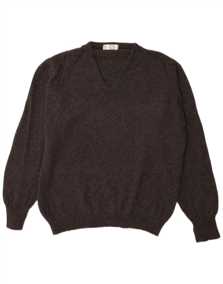Marks & Spencer Herren-Pullover mit V-Ausschnitt, groß, grau gesprenkelte Lammwolle