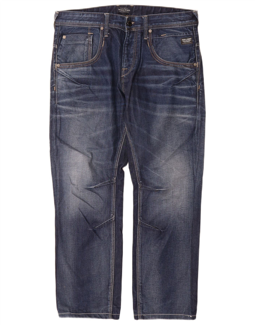 Jack & Jones Herren Straight Jeans W32 L30 Blaue Baumwolle