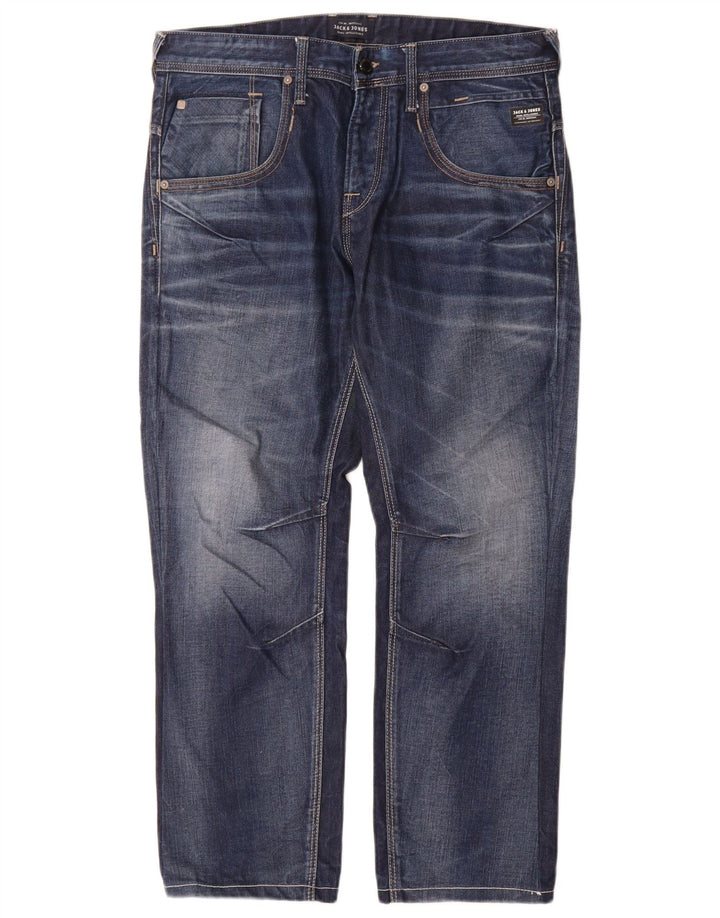 Jack & Jones Herren Straight Jeans W32 L30 Blaue Baumwolle