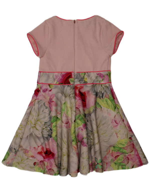 Ted Baker A-Linien-Kleid für Mädchen, 6–7 Jahre, rosa geblümt, Baumwolle
