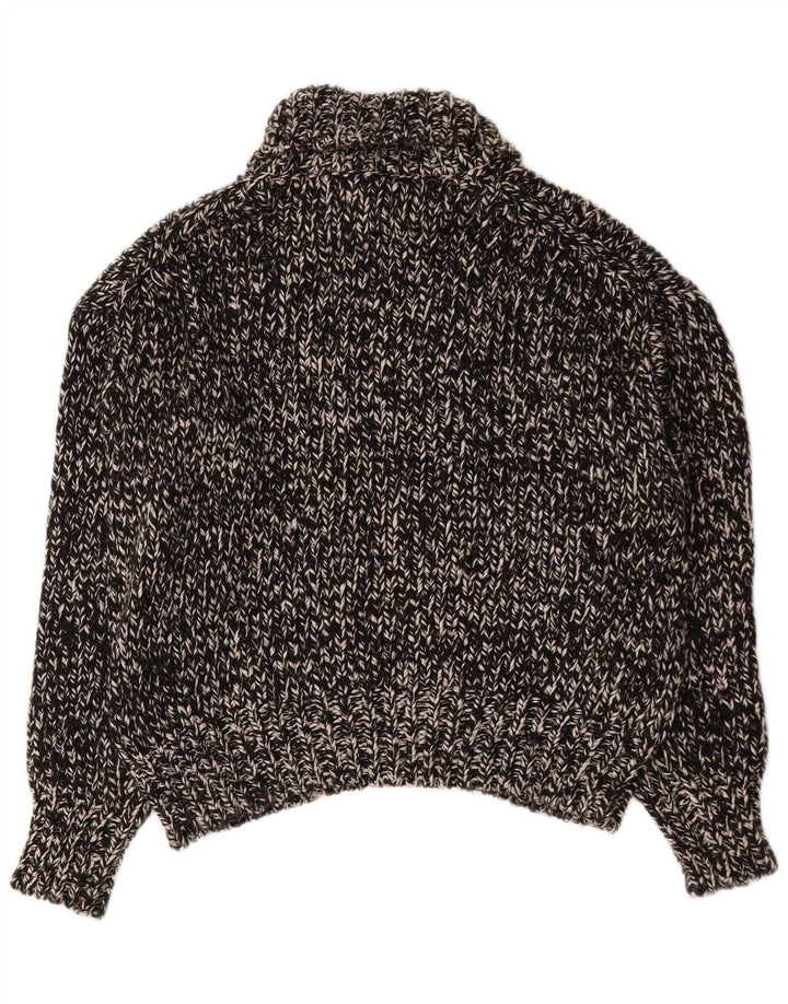Zara Damen-Pullover mit Rollkragen, übergroß, Gr. 10, Größe S, Schwarz gefleckt