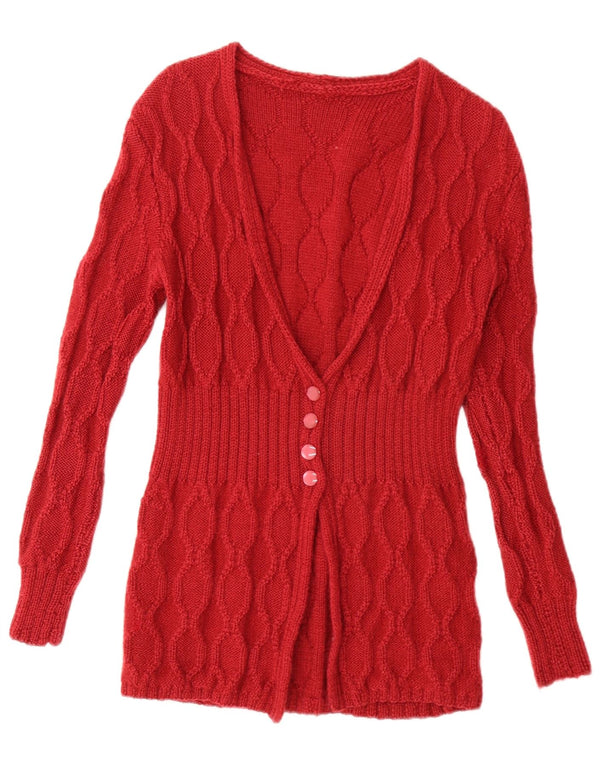 Vintage Damen Cardigan Pullover UK 14 Mittelrot