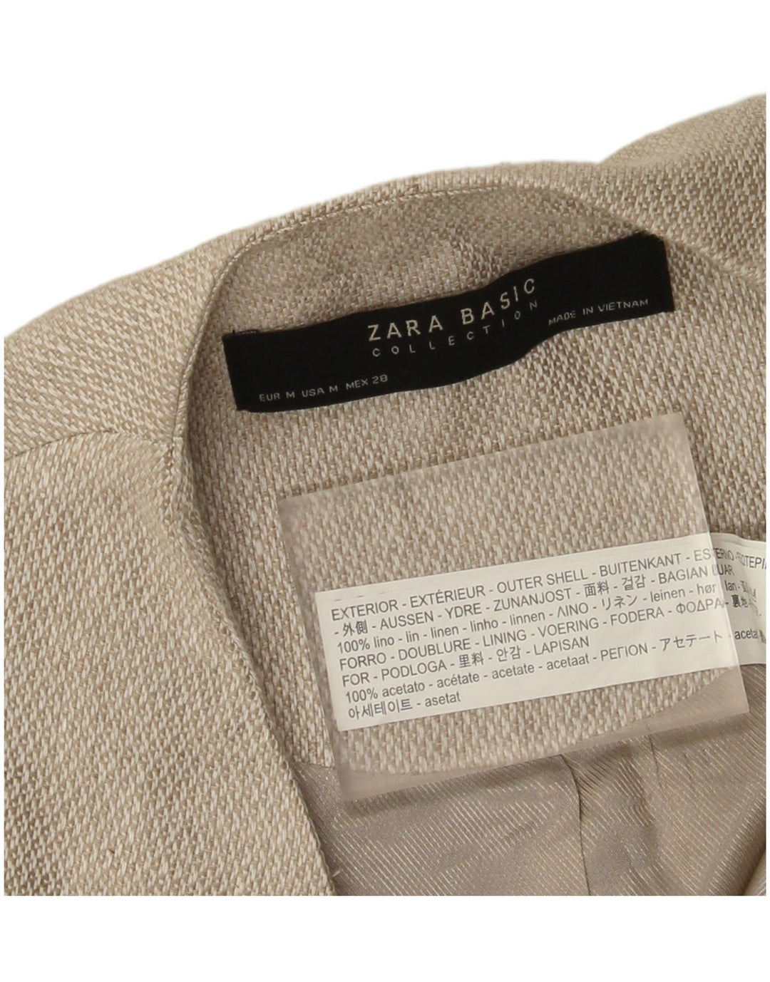Zara Womens Open Overcoat UK 12 Medium Beige Leinen