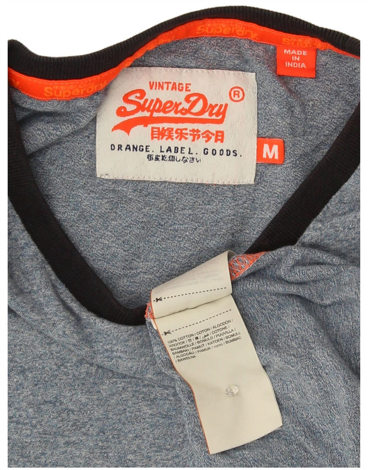Superdry Herren T-Shirt-Oberteil aus mittelblau gefleckter Baumwolle