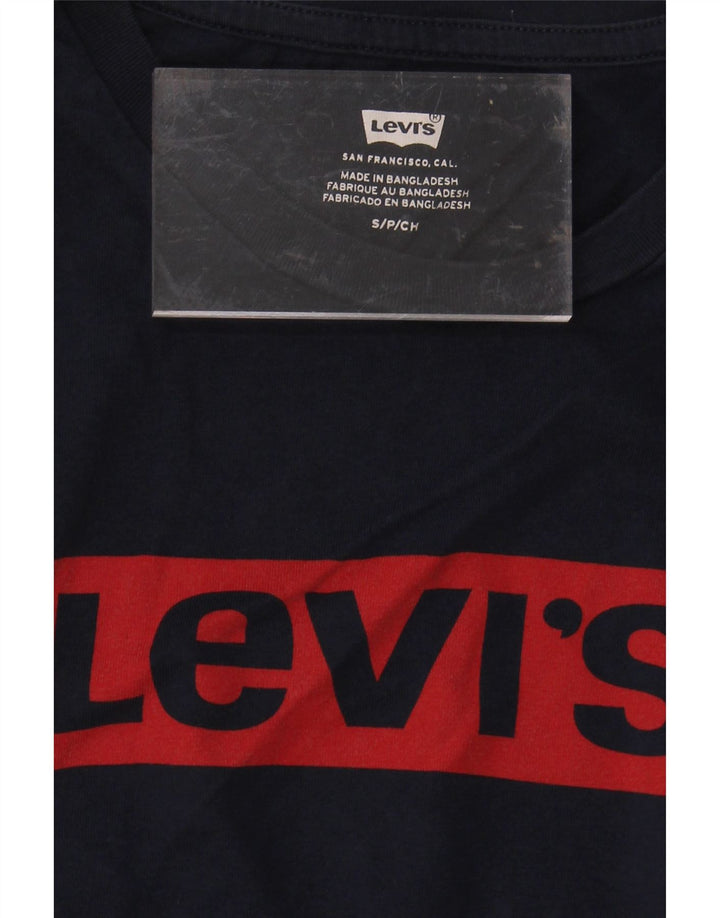 LEVI'S Mens Graphic T-Shirt Top Small Navy Blue Vintage Levi's and Second-Hand Levi's from Messina Hembry 