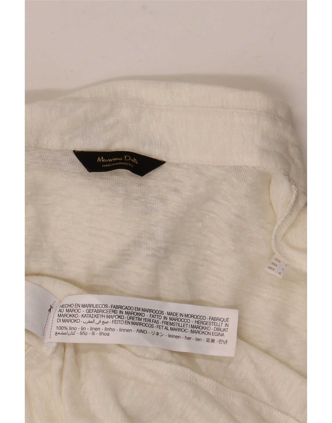 Massimo Dutti Herren-Poloshirt, großes beige meliertes Leinen