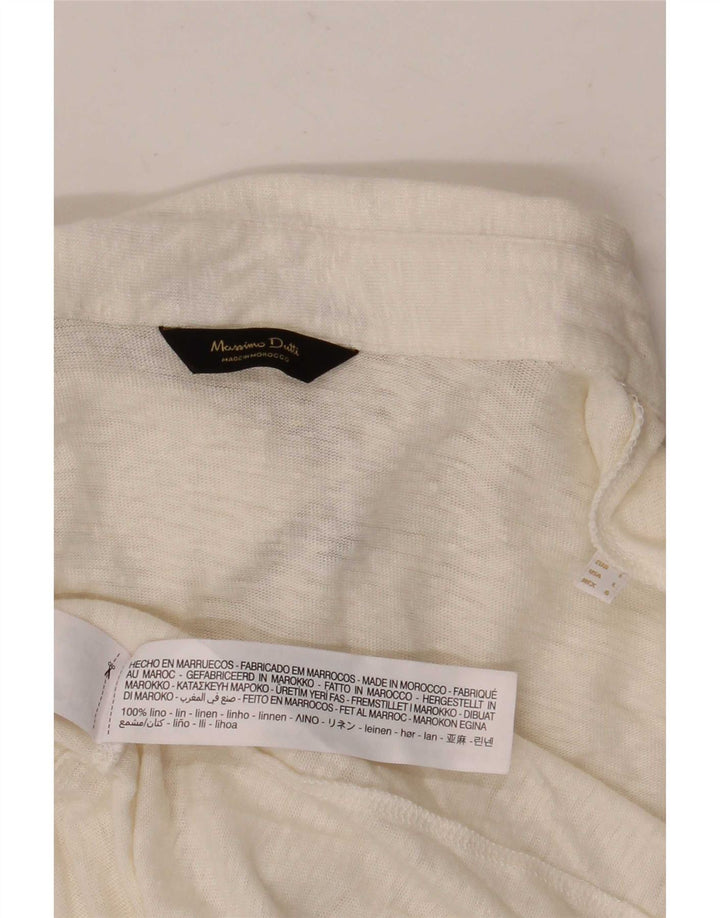 Massimo Dutti Herren-Poloshirt, großes beige meliertes Leinen