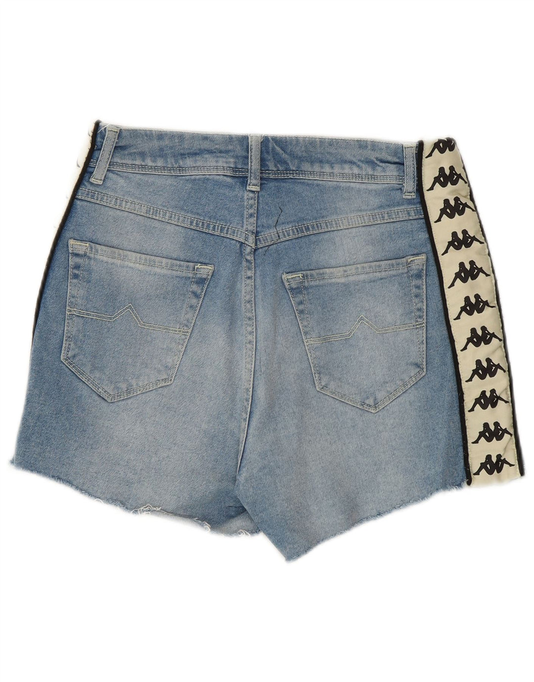 Kappa Damen-Jeansshorts mit Grafik, Größe S, W27, Blau, Colourblock-Baumwolle