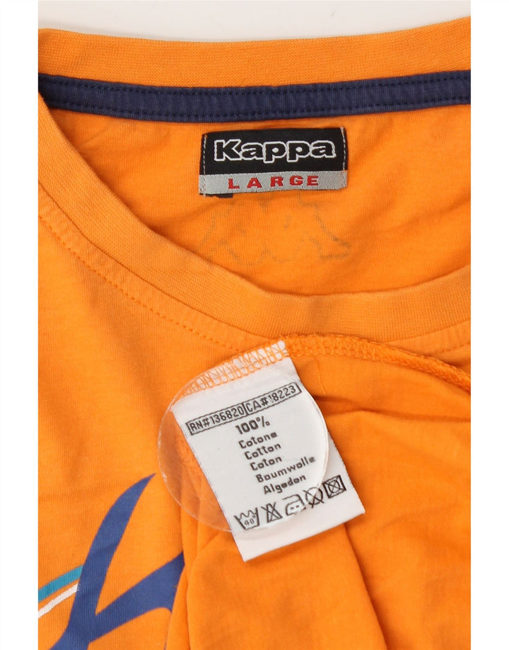 Kappa Herren Grafik T-Shirt Top Large Orange Baumwolle