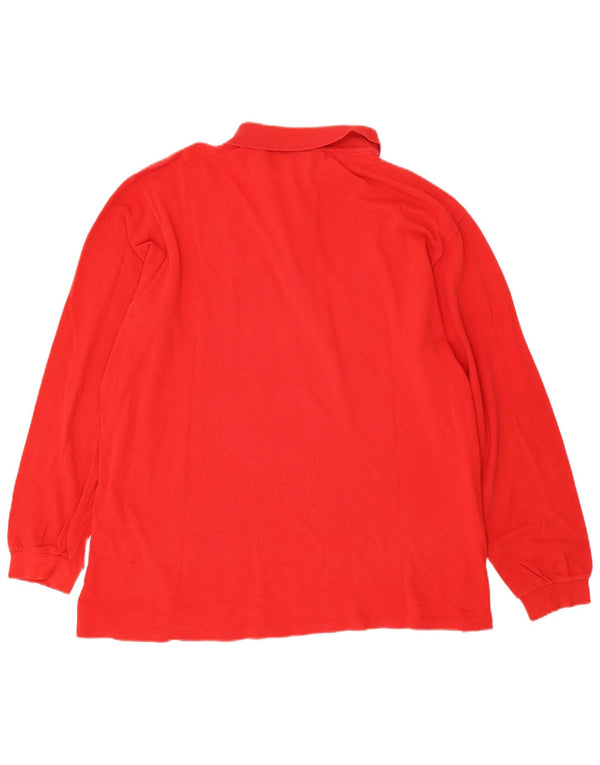 Lacoste Herren-Langarm-Poloshirt, Größe 7 2XL, rote Baumwolle